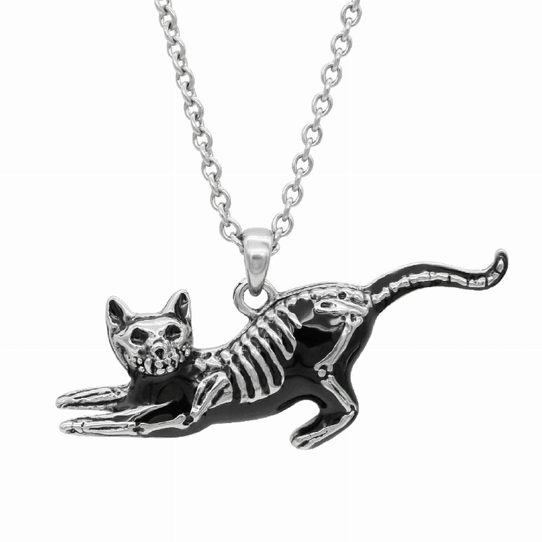 Yoga Stretch Cat Skeleton Necklace - 734130259570