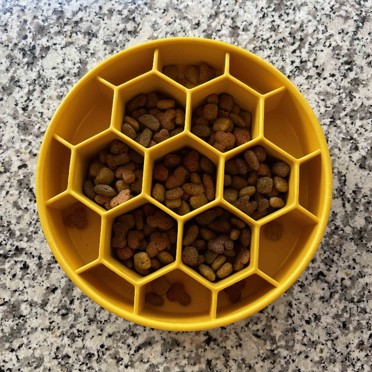 Honeycomb Design eBowl Enrichment Slow Feeder Bowl for Dogs - 810216026325