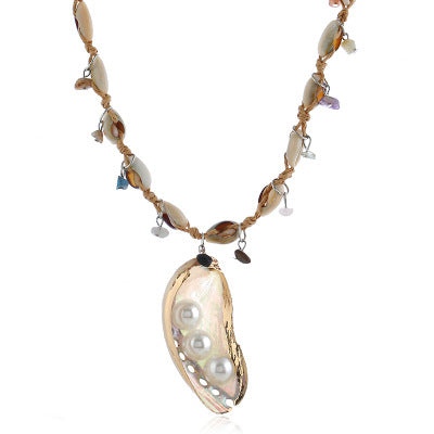 Nature's Delight Pearls In The Seashell Necklace - 723466567879
