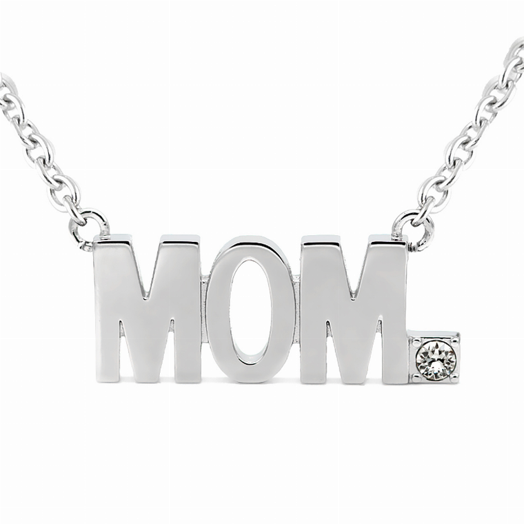 MOM Pendant Block Letter Necklace with Swarovski crystal - 734130259068