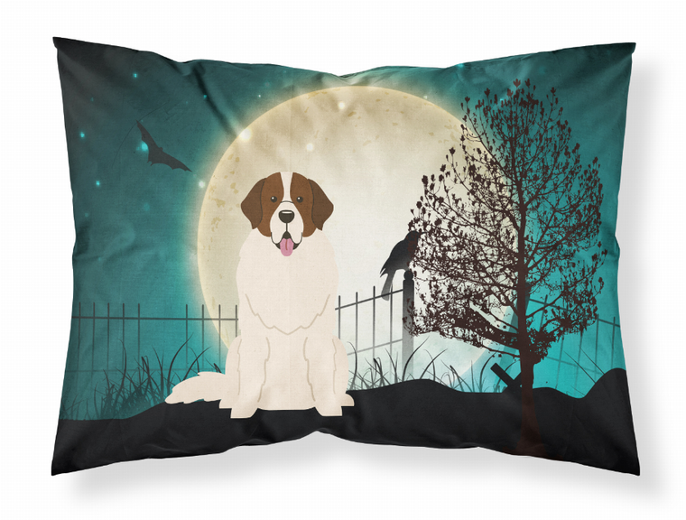 Caroline?s Treasures Spooky Halloween Dog Fabric Pillowcase, Standard Size, White