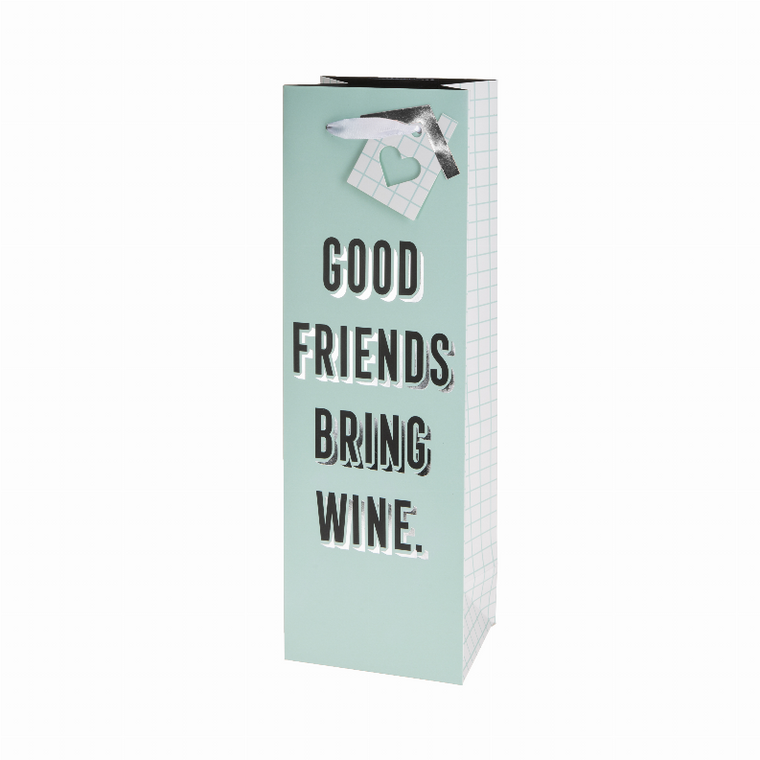 Good Friends Bring Wine Single-Bottle Wine Bag - 842094174379