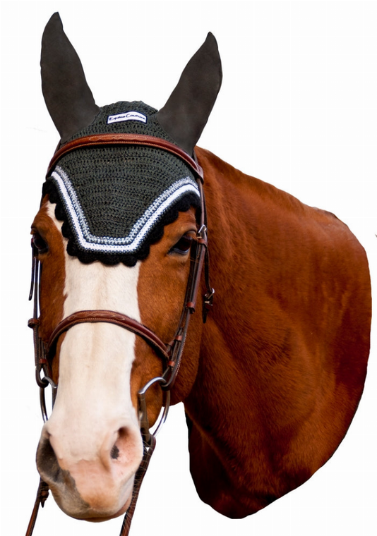 Equine Couture Fly Bonnet with Silver Lurex & Contrast Color - 849913044202