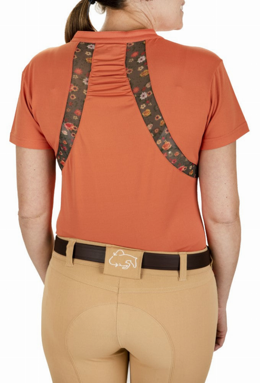 Equine Couture Women EcoRider Thea Notched V-Neck Short Sleeve Sport Shirt - 849913095402