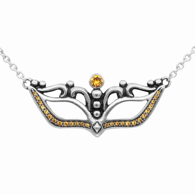 Topaz Masquerade Mask Necklace - 734130261191
