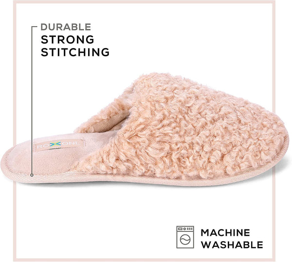 ROXONI Women Slipper Cozy Memory Foam, Indoor Outdoor Rubber Sole - 491089957647