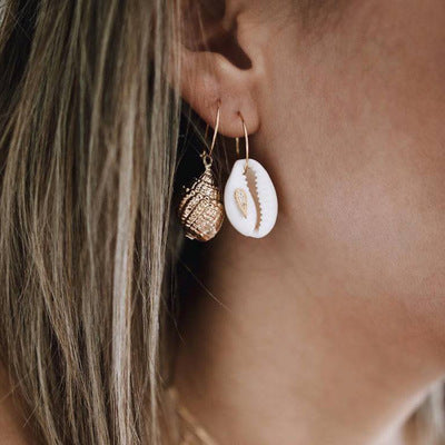Conch And Cowrie Hoop Earrings - 723466567916