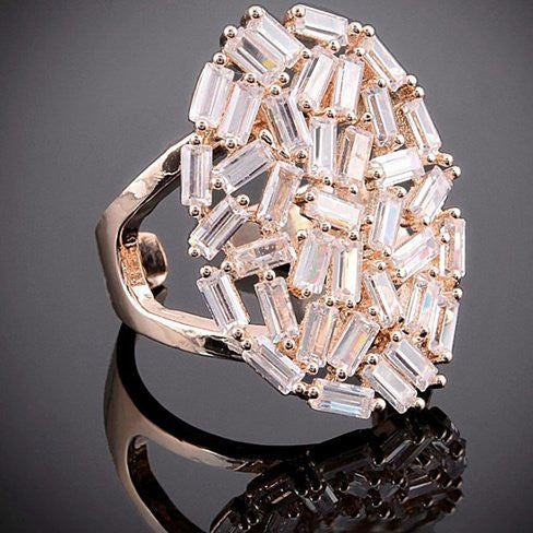 Confetti Cocktail Rings Baguettes On Rose Gold and Silver Plated - 702921580776