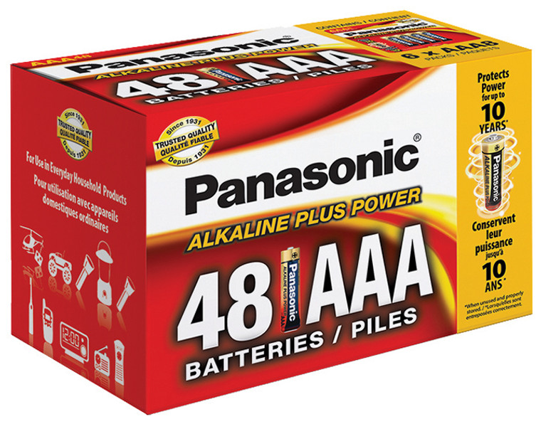 Panasonic Alkaline Size "aaa" Plus Power (48-pack) Blister Box - 073096309388