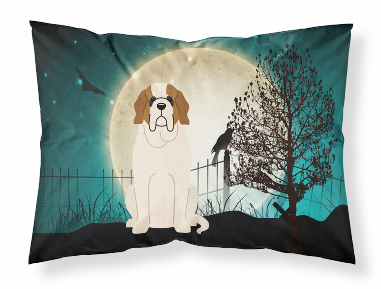 Carolines Treasures, Inc Halloween Scary With Dog Fabric Standard Pillowcase, Moisture Wicking, White                          