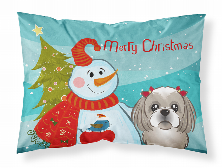 Snowman with Dog Fabric Standard Pillowcase - 638508136374