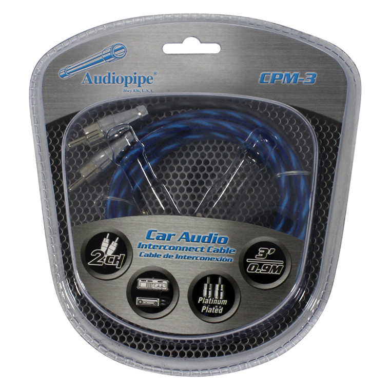 Audiopipe Platinum Plated Interconnect Cable 3ft - 784644748060