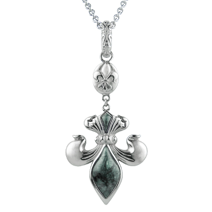 Fleur-de-Lis  - Green Marble Lily Necklace - 734130258078