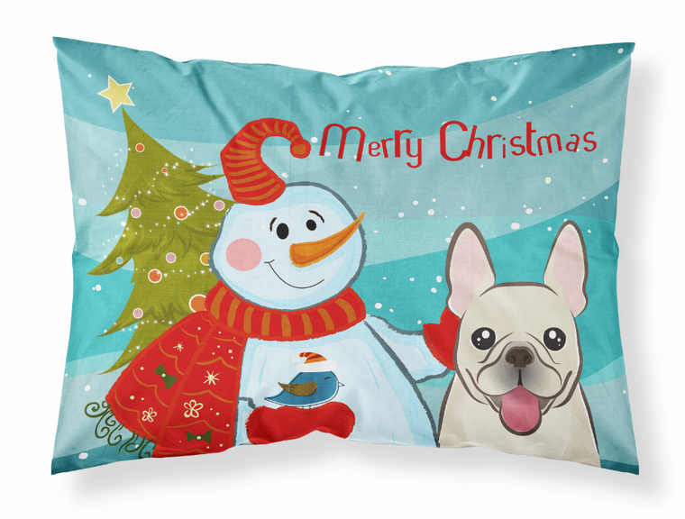 Carolines Treasures Snowman with Dog Holiday Print Standard Pillowcase, White Bedding