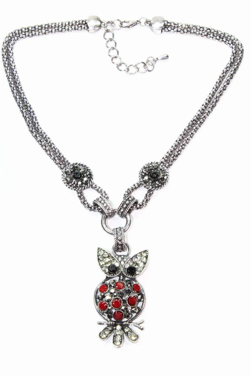 Dazzling Perched Owl Necklace - 005372648185