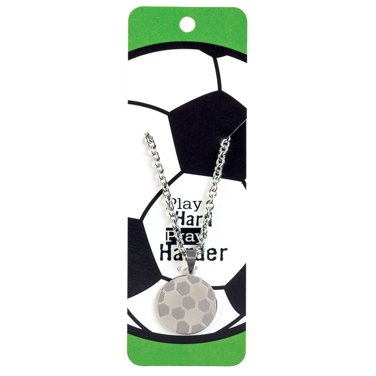 Necklace Soccer Pray Hard Him Ssteel - 603799594677