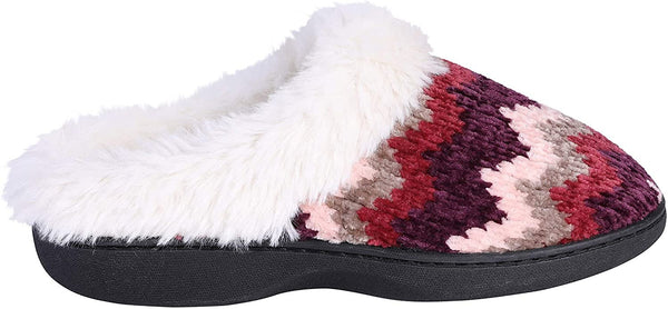 Roxoni Women's Cozy Memory Foam Slippers, Fuzzy Warm Faux Fur Lined, Indoor Outdoor Rubber Sole - 049108124361