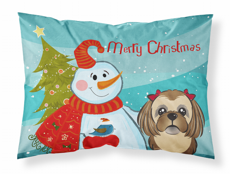 Carolines Treasures, Inc Snowman with Dog Fabric Standard Pillowcase, White Design, Moisture Wicking Material