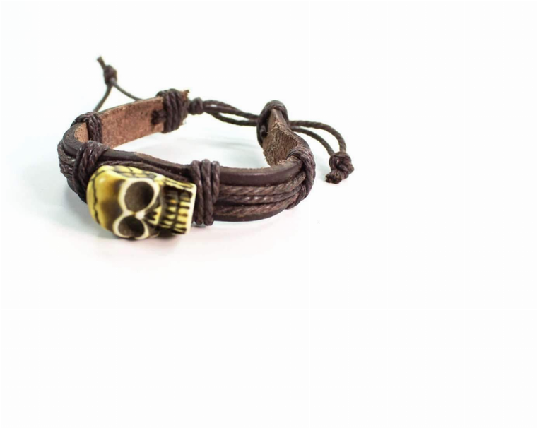 Skull Leather Bracelet - 005372647887
