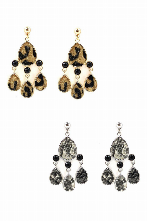 Animal Printed Drop Dangle Post Earrings ( Variety colors available ) By DOBBI - 880602660839