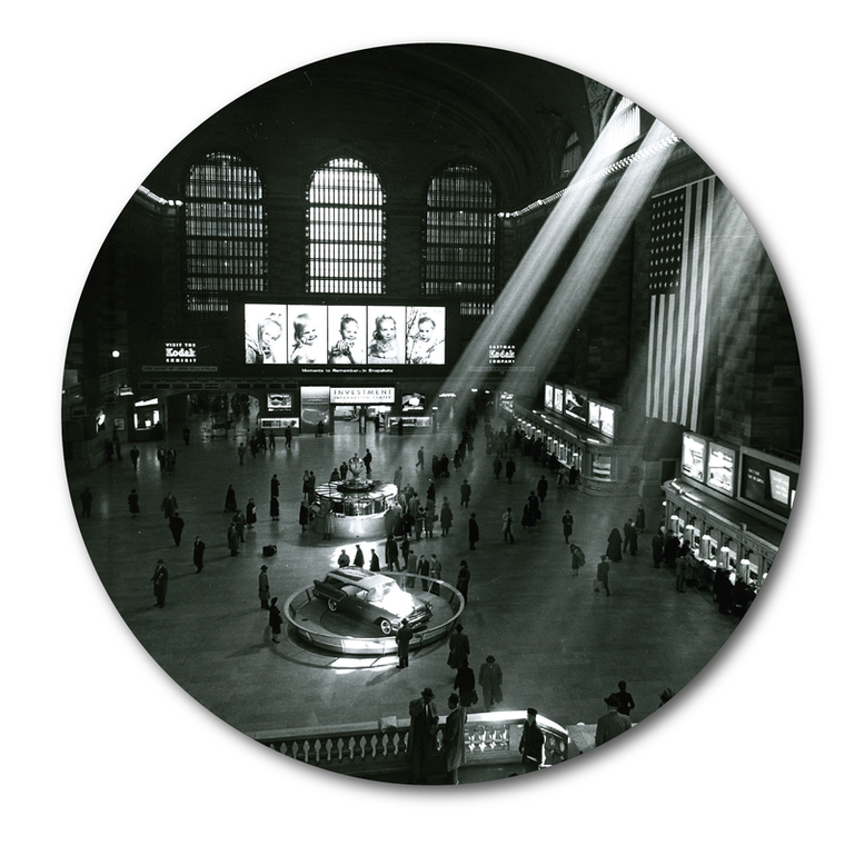 Courtside Market Grand Central Station Vintage Kodak Ad Photo Circular Wood Decor - 840305860141