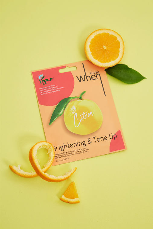 Vegan Citron Brightening & Tone Up Sheet Mask - Simply When - 887652004187