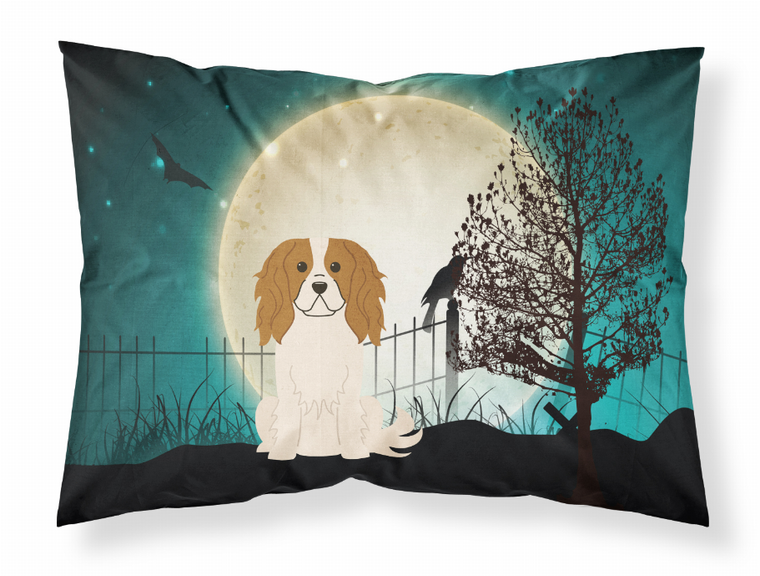 Carolines Treasures, Inc Halloween Scary With Dog Fabric Standard Pillowcase, White with Artwork, Limited, Moisture Wicking