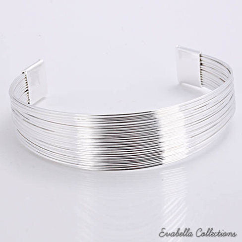 Simplicity Silver Cuff Italian Design Bracelets design by Evabella Collections - 740016268215