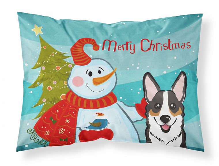 Carolines Treasures Snowman with Dog Fabric Standard Pillowcase, in White COlor, Moisture Wicking