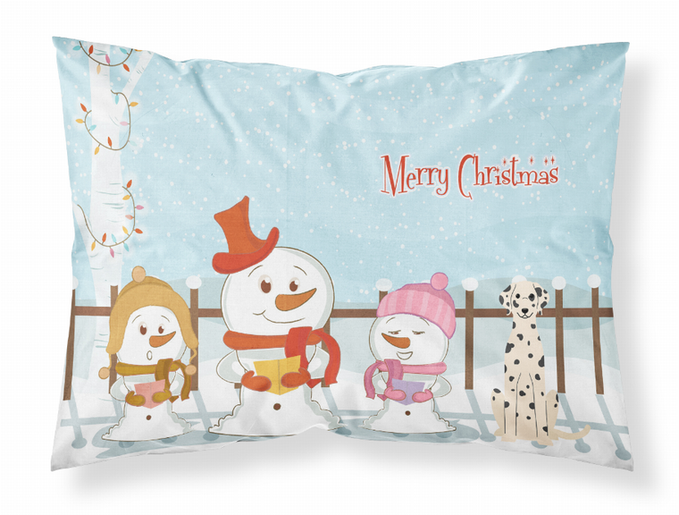 Carolines Treasures, Inc Merry Christmas Carolers Dog Fabric Standard Pillowcase, White Design, Moisture Wicking Material Holiday Art
