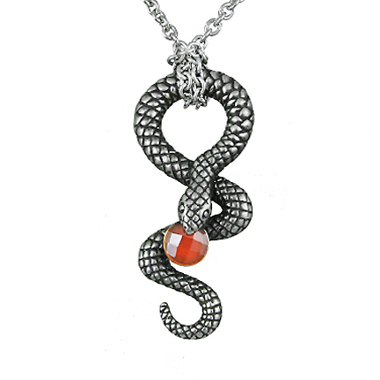 Serpentine - snake with red stone - 734130258023