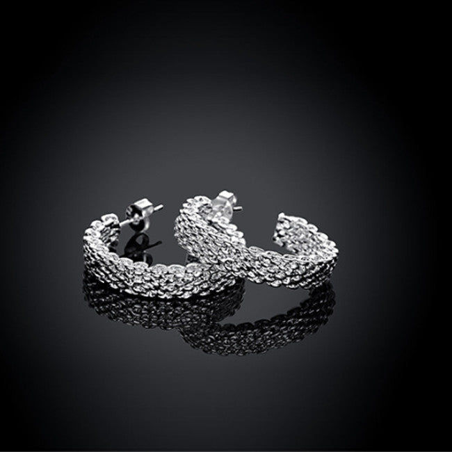 Love At First Sight 18 Kt Gold Plated 925 Sterling Silver Polished And Rose Gold Plated Cross Link Cable Earrings - 702921574935