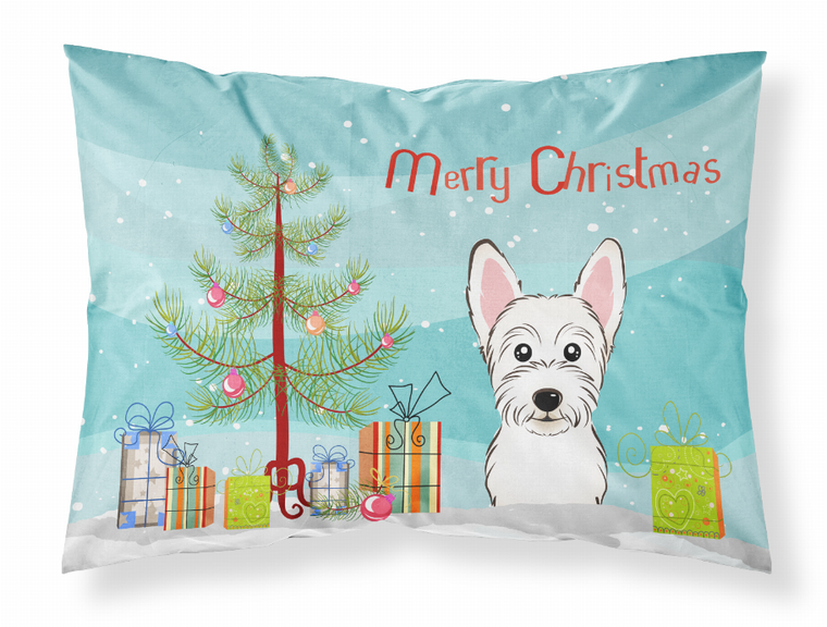 Carolines Treasures, Inc Christmas Tree and Dog Fabric Standard Pillowcase, White, Moisture Wicking All-season