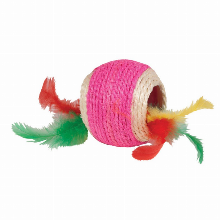Kylie's Brights KB Jute Ball With Feather Middle, Jute and Feather Material