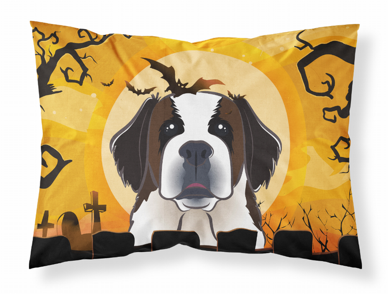 Carolines Treasures Halloween With Dog Fabric Standard Pillowcase, White with Artwork, Moisture Wicking