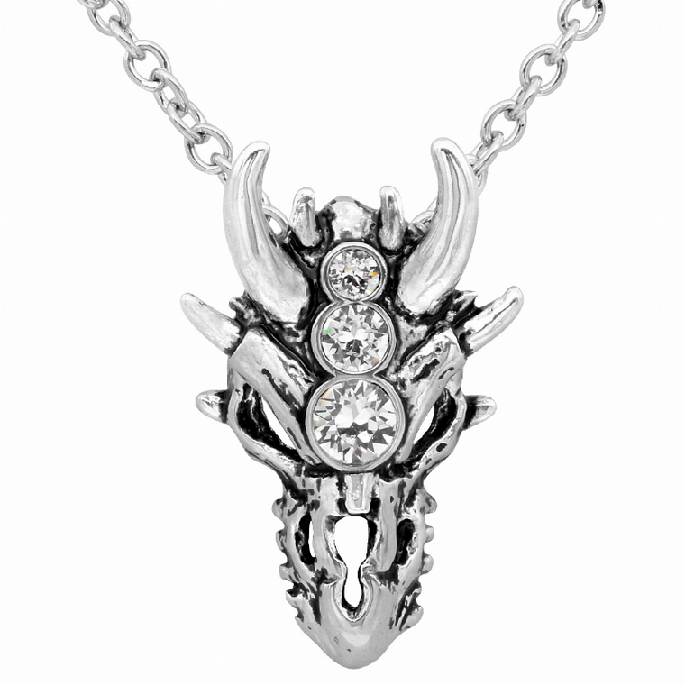 Dragon Skull Necklace with Crystals - 734130259754