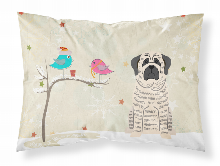 Carolines Treasures, Inc Christmas Presents between Friends Dog Fabric Standard Pillowcase, White, Moisture Wicking Seasonal Fun
