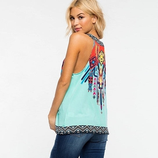 Roma Top In Tribal Print - 723466542357