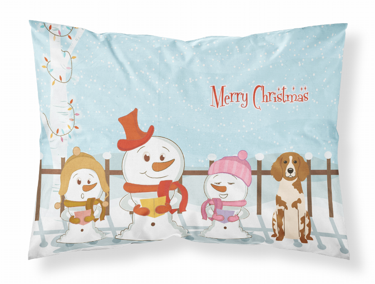 Carolines Treasures, Inc Merry Christmas Carolers Dog Fabric Standard Pillowcase, White Winter Art