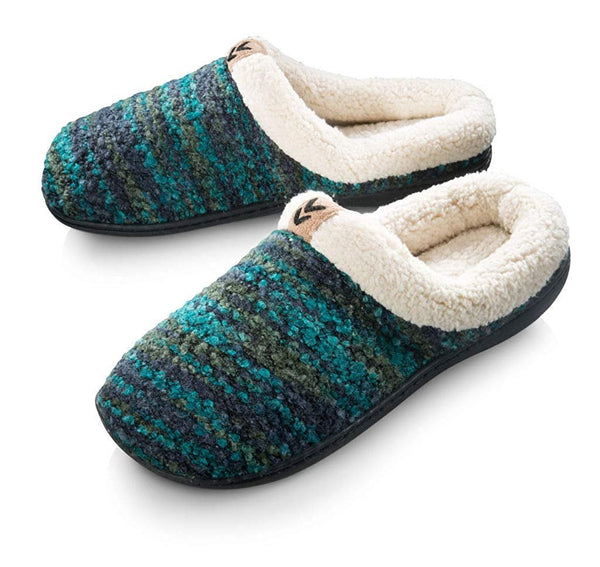 Roxoni Womens Knitted Fleece Lined Clog Slippers Warm House Shoe - 049108991097