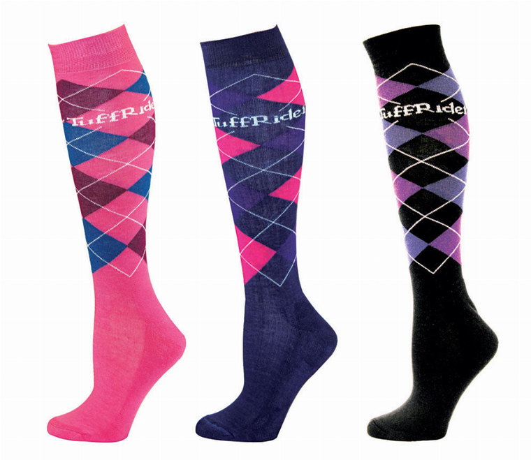 TuffRider Ladies Argyle Knee Hi Socks - 3 Pack - 849913007009