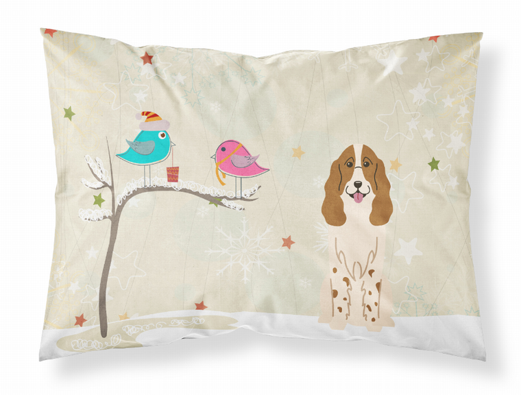 Carolines Treasures, Inc Christmas Presents between Friends Dog Fabric Standard Pillowcase, White with Artwork, Moisture Wicking Winter Cheer