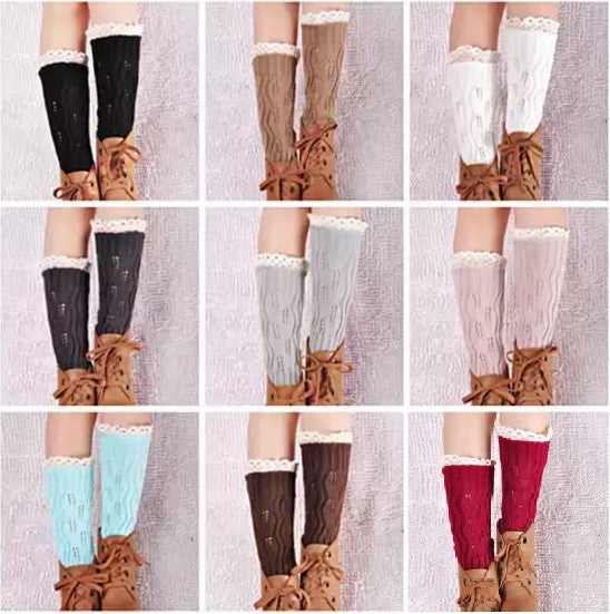 Vintage Style CableKnit At Your Feet Leg Warmer Socks With Lace - 740016249696