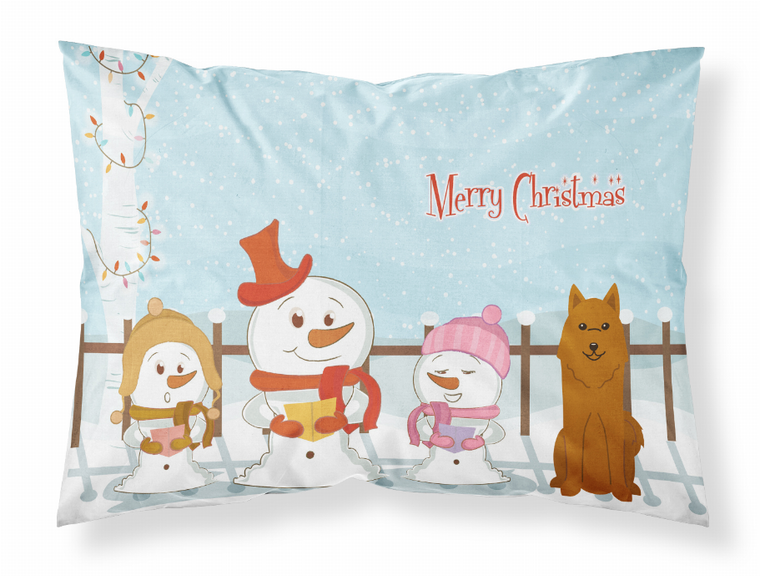 Carolines Treasures Merry Christmas Carolers Dog Fabric Standard Pillowcase, White with Artwork, Santa Scene, Moisture Wicking