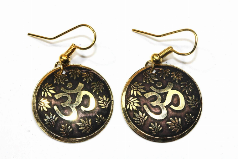 Lotus Petals And Om Yoga Earrings - 005372648260