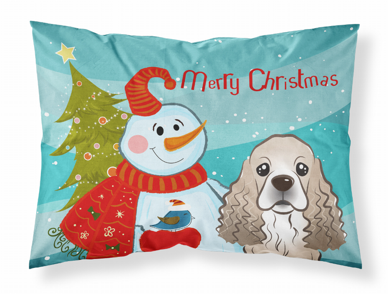 Carolines Treasures, Inc Snowman with Dog Fabric Standard Pillowcase, White Color, Moisture Wicking