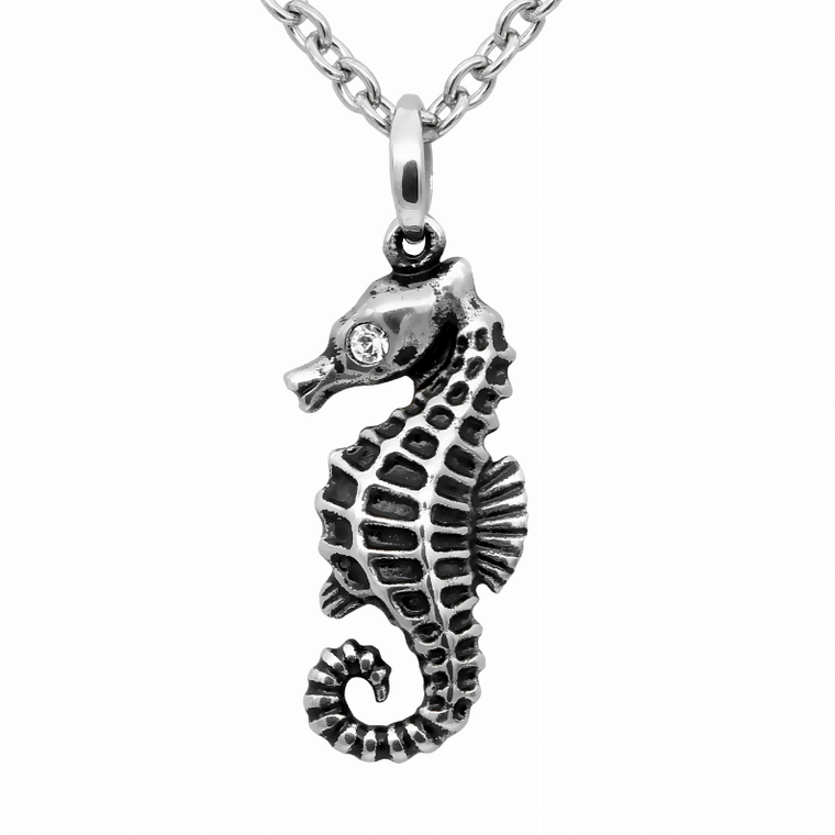 Serene Seahorse Petite Necklace - adorned with Swarovski Crystal - 734130260484
