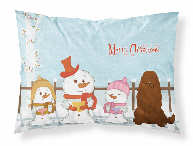 Carolines Treasures, Inc Merry Christmas Carolers Dog Fabric Standard Pillowcase, White, Moisture Wicking Winter Magic