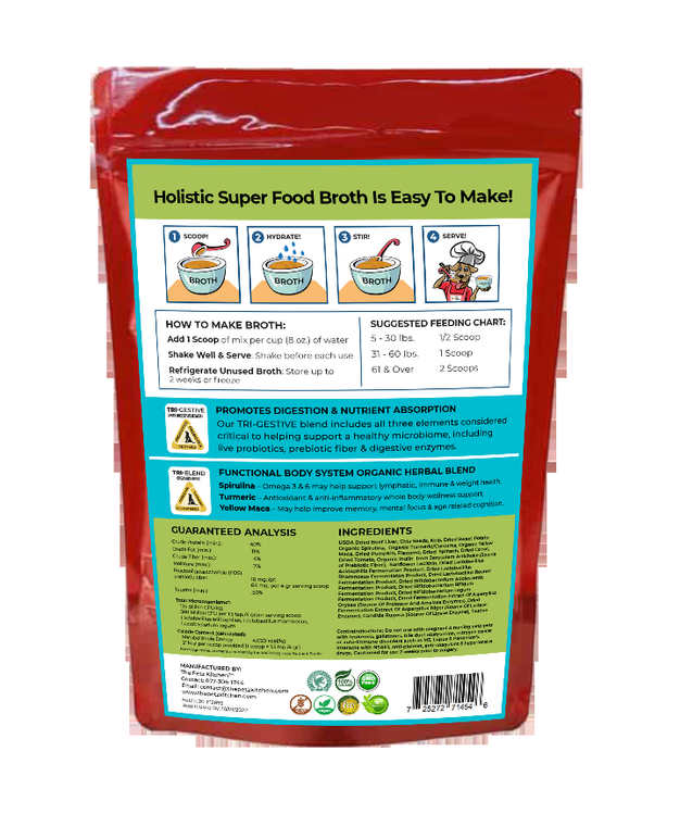 Super Food Broth One & Done* Vitamin, Mineral & Enzyme The Petz Kitchen Dogs Cats - 725272712658