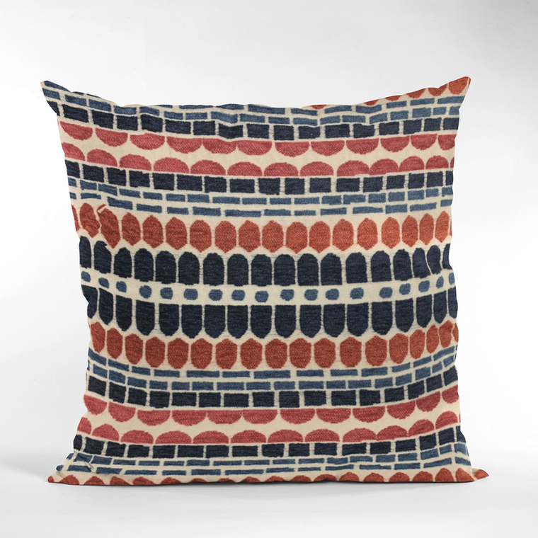 Plutus Brands Plutus Red, Blue Harmony Border Designer Luxury Premium Home Accent Throw Pillow